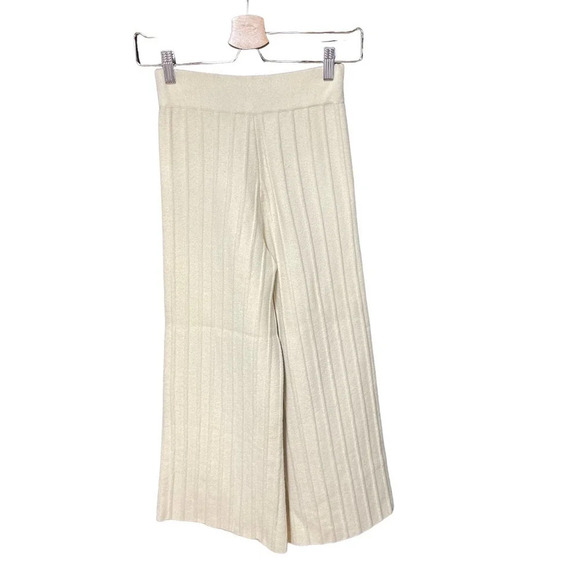 Tabula Rasa Culotte in Ecru Ribbed Sweater Knit Wide-Leg Pants Cream Size XS - Picture 5 of 6